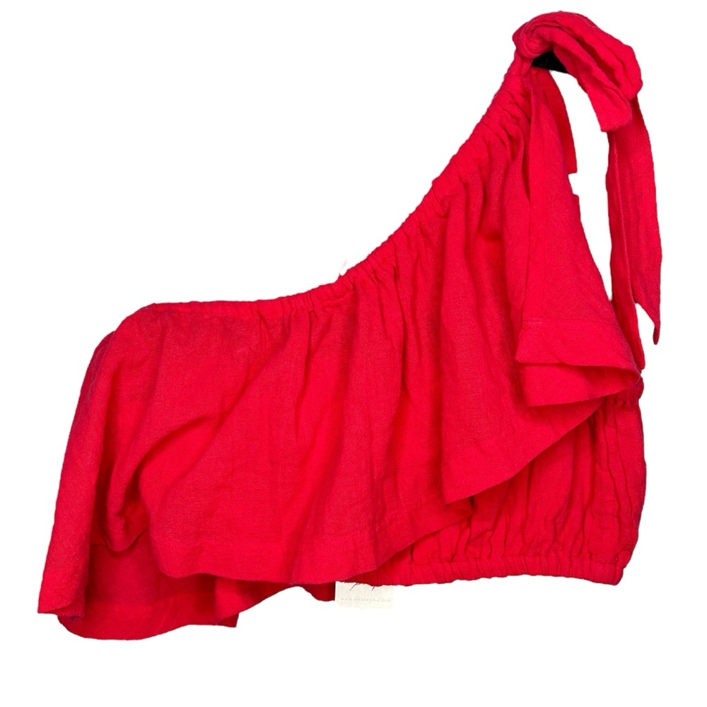 Free People Red One-Shoulder Crop Top Bandeau top